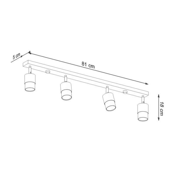 Sollux Lighting Nero Takstrålkastare, svart/krom, 4x GU10
