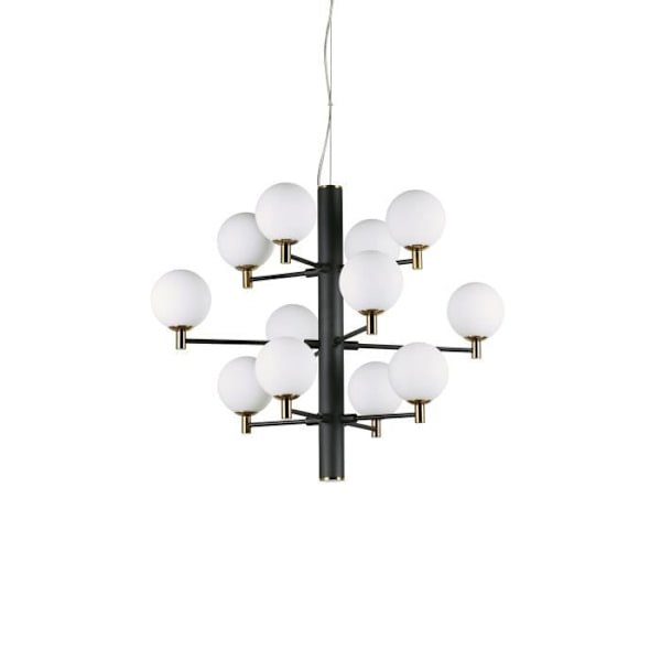 Suspension COPERNICO SP12 sort - Ideal Lux - Ø 71 x H min 74 / max 172,5 cm - 12 pærer - Metal og Glas