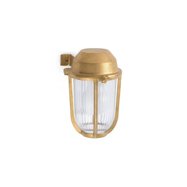 Vägglampa utomhus - FARO - Borda - Mässing - Strukturglas - H18cm mässing, Transparent