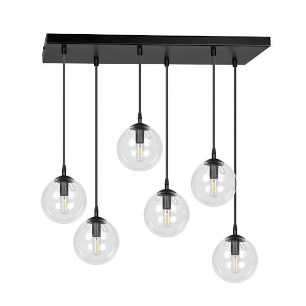 Emibig COSMO Cosmo svart Globe Cluster taklampa med klarglasskärm, 6x E14