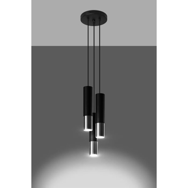 LOOPEZ Pendellampa 3P GU10 LED Modern Loft BOHO Design Corridor -Svart/krom