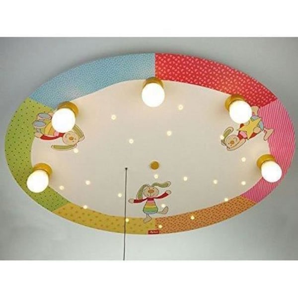 Niermann Standby 762A Taklampa Rainbow Rabbit kompatibel med Amazon Echo, Wood, E14, 40 W, Mehrfarbig, 71 x 53 x 7 cm