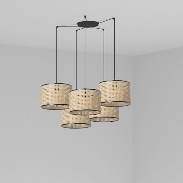 MAMBO Gulvlampe sort/rattan ø320 5L 64314-48-5L Sort