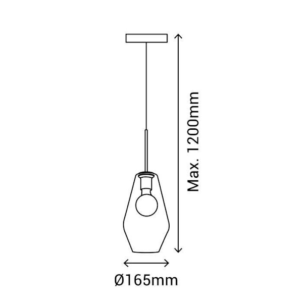 Upphängning - LILY - D170 - Glas - Metall - E27 - Nutida Design Rökt, svart