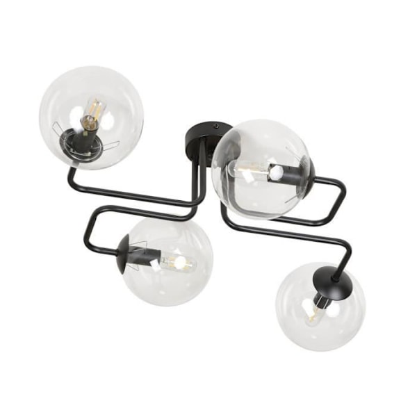 Emibig BRENDI Brendi Globe Black Semi-Flow Mount Taklampa med multi-armar med klarglasskärm, 4x E14