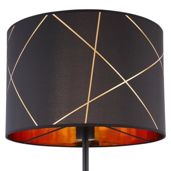 Golvlampa, svart och guld, lampskärm i textil, H 151 cm, BEMMO