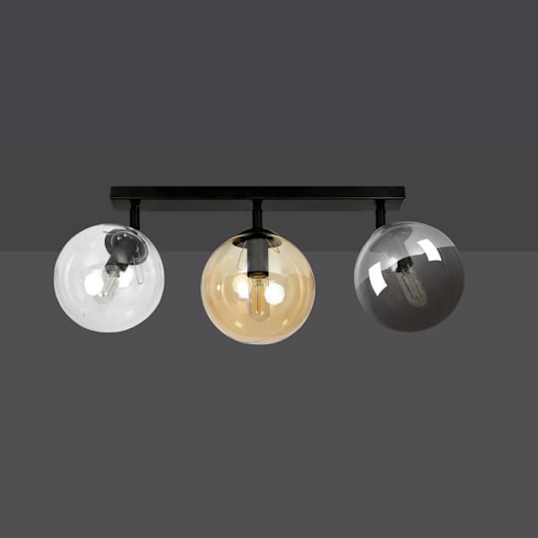 Emibig TOFI Tofi Globe takspotlight bar svart med klar, grafit och bärnstensfärgad glasskärm, 3x E14