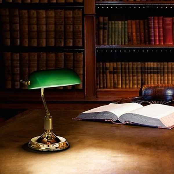 Ideal Lux LAWYER TL1, messing, grøn, glas, metal, soveværelse, arbejdsværelse, IP20, E27, 1 pære(r)