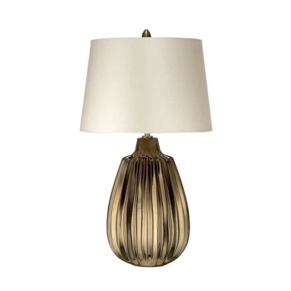 Elstead Newham Small 1-Light Bordslampa, Brons Keramik, Pearl Shade, E27