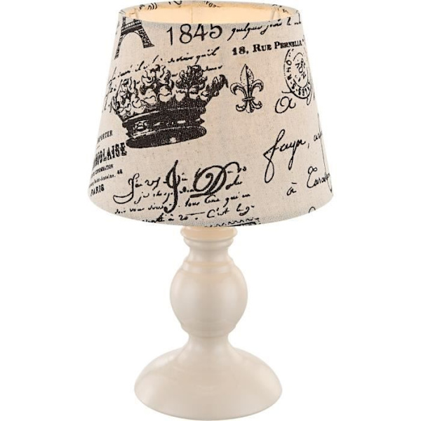 Metallbordslampa - Tyg - Strömbrytare - Ø 17 x H 28 cm - Kaffefärg
