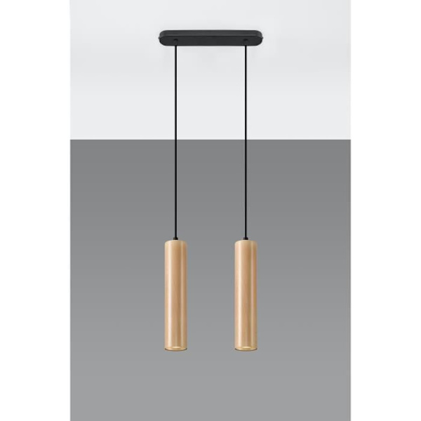 LINO 2 GU10 LED Pendellampa Modern Loft BOHO Design Korridor - TRÄ