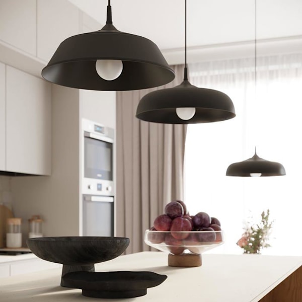 Suspensionslampe - Sollux - Frika - Stål - E27, 1x maks 15W LED - Sort