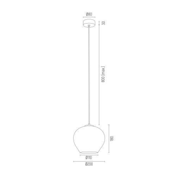 Taklampa - Argon - KALIMERA - Kula 20 cm - Matt Svart - Transparent Glas