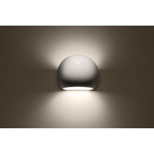 Væglampe - SOLLUX LIGHTING - Globe - Hvid - E27 - 17 cm - Keramik