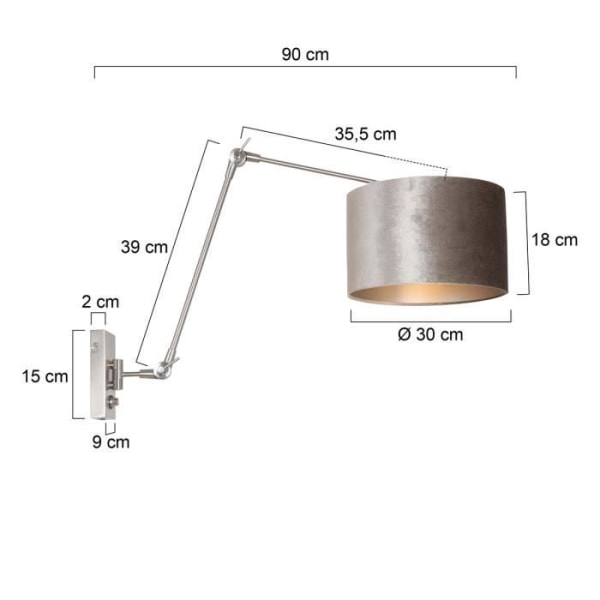 Vägglampa - Sienna - Prestige Chic - Borstad Stål - Zink Taupe - E27 60W