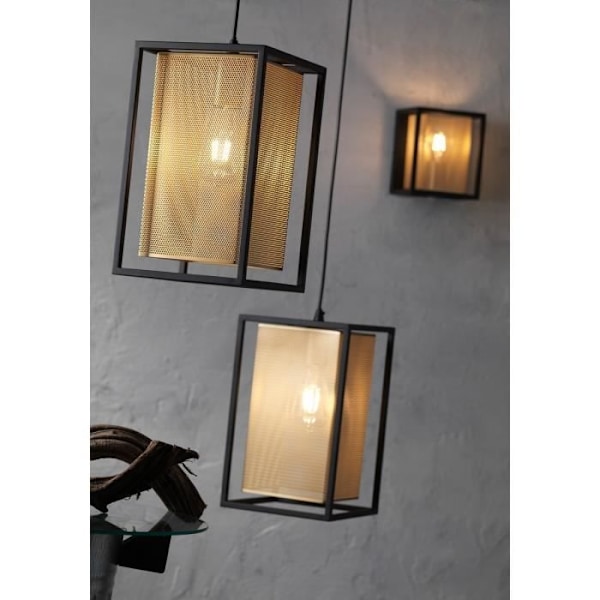 Loftlampe - ONLI - Box Onli MALIK - Sort og guld - E27 - Metal - Moderne design