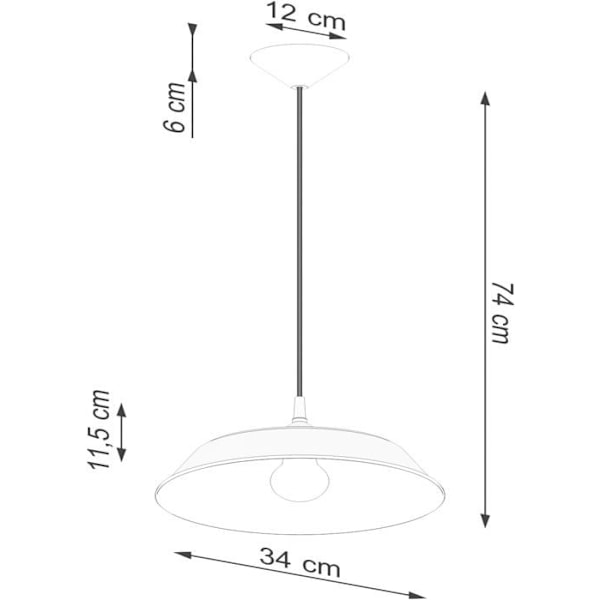 Frika Pendellampa - Pendellampa - Elegant vardagsrumsljuskrona - Stål - E27, 1x max 15W LED, 230V, 50Hz - Svart - Sollux