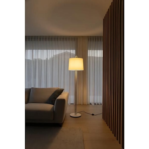 Lampestage - FARO - MONTREAL - Taperet Hvid Rund Skærm - E27 - 160 cm - Moderne Design NEGRO