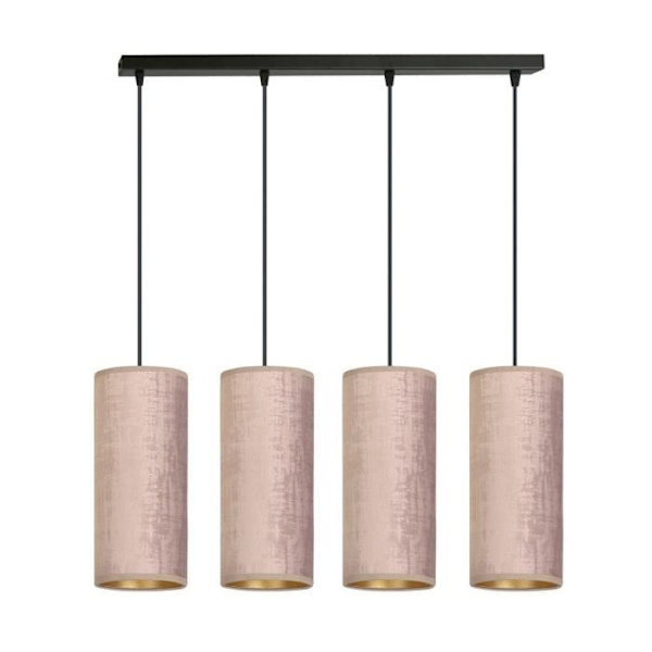Emibig BENTE Black bar taklampa med rosa tyg lampskärm, 4x E14