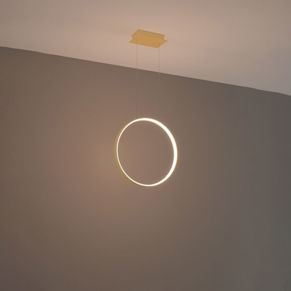 Hängande lampa - Sollux - Rio 55 - 3000K - Aluminium - Guld - 23W gyllene