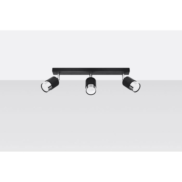 Sollux Lighting Nero Takstrålkastare, svart/krom, 3x GU10
