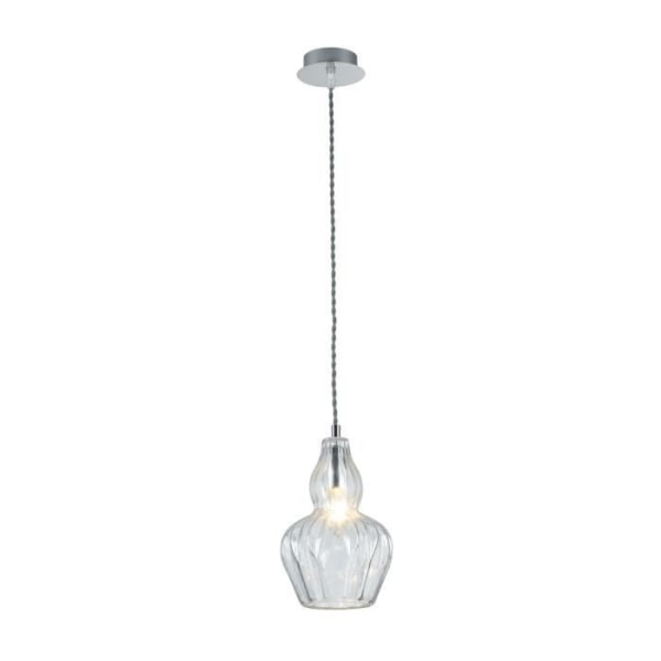 Pendel för 1 glödlampa, Modern stil, i kromfärgad metall och glas exkl. 1x E14 40W 220-240V