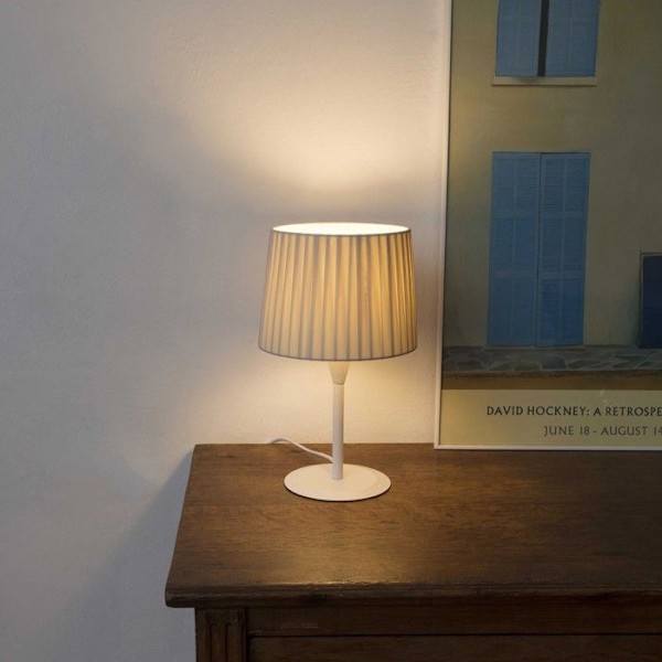 Faro SAMBA - Rund tilspidset beige bordlampe, E27 Hvid