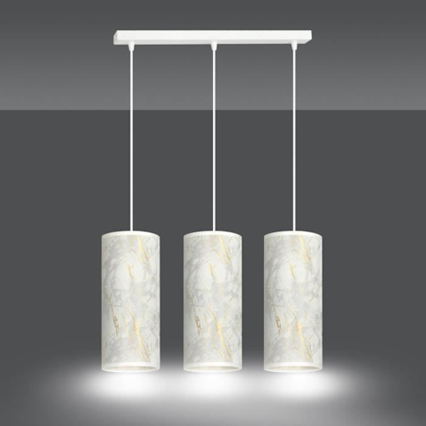 Emibig KARLI Karli White Bar taklampa med vit tyglampskärm, 3x E14