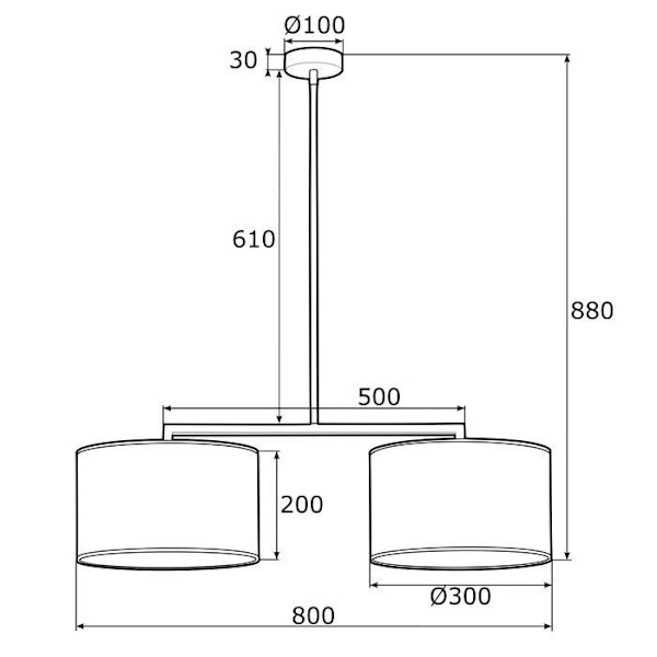 KARIN Argon Gold 2-Light Bar Loftslampe - Sort struktur og messingelementer