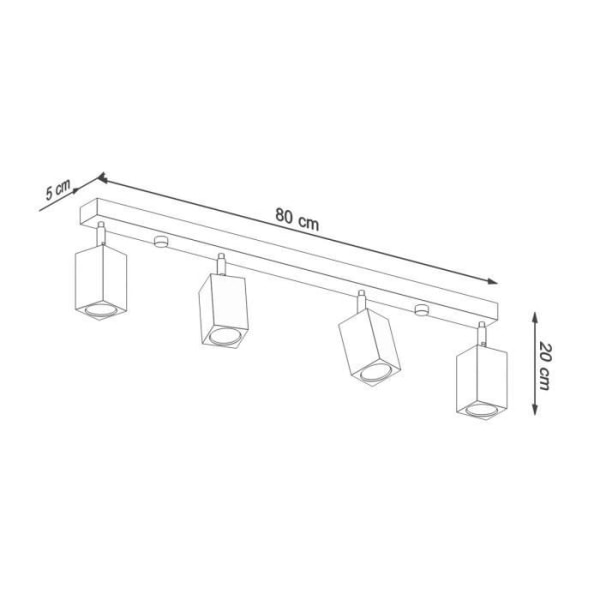 Sollux Lighting Keke Firkantet loftsspot i eg, træ, 4x GU10