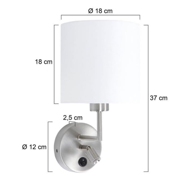 Vägglampa - SIENNA - Sienna Norwegian - Borstat stål - Linnetyg - E27 Base