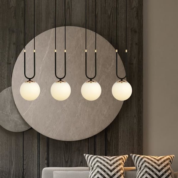 Emibig GLAM Glam Globe Bar taklampa svart med vit glasskärm, 4x E14