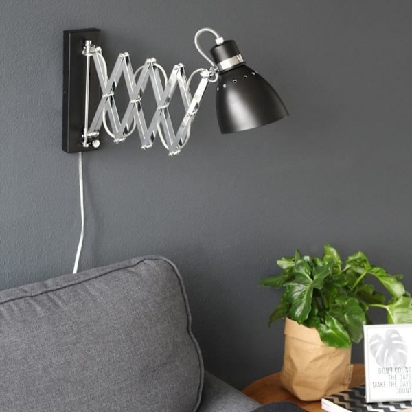 Vägglampa - SIENNA - Sienna Jump - Metall - Mattsvart - E27 Base - 60W