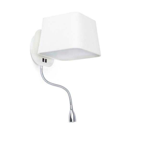 Vägglampa - Faro - Sweet - Integrerad LED - Metall och textil - Vit 45cm AMARILLO
