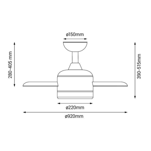 Takfläkt DC Motor 92cm LED 16W Vit-Ljus Trä