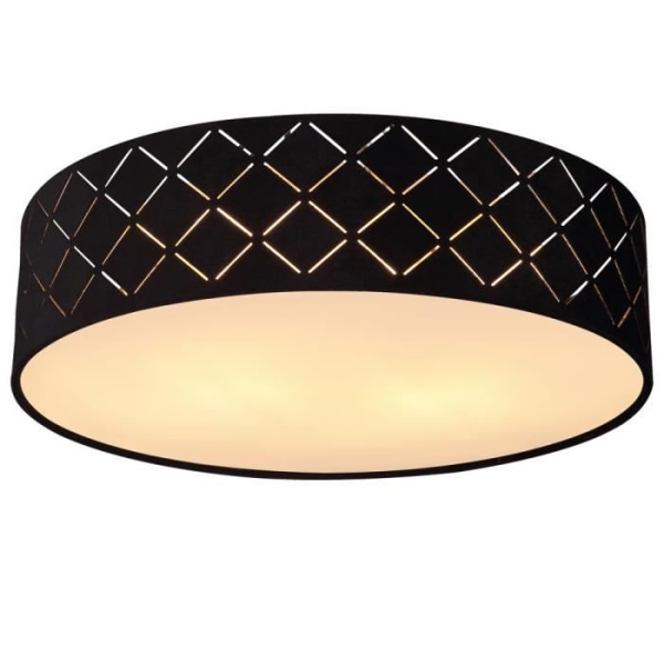 Loftslampe, tekstil, sort, hvid, guld, D 38 cm, VARIOS