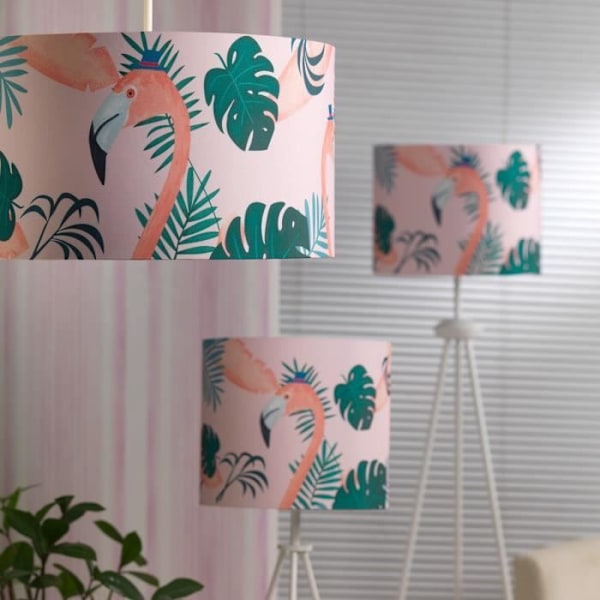 Loftlampe - Onli - FLAMINGO - Cylindrisk - Rosa - E27 - Metal og stof