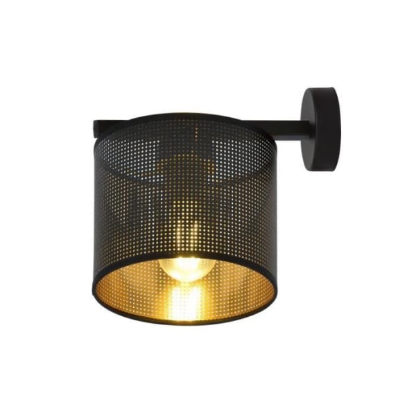 Emibig JORDAN Sort Jordan væglampe med lampeskærm med sort og guld stof lampeskærm, 1x E27