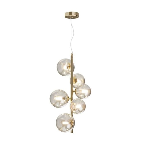 Moderne loftlampe - Maytoni - Dallas - 6 lamper - Cognac skærm - Forgyldt metal