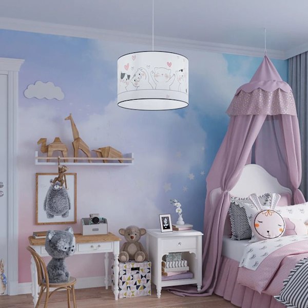 Hängande lampa - Sollux Lighting - Cat 40 - Vit/multifärgad - LED - 40x40x95 cm vit/flerfärgad