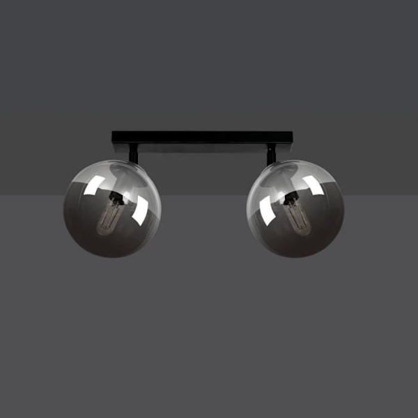 Emibig TOFI Globe Twin taklampa svart med skärm i grafitglas, 2x E14