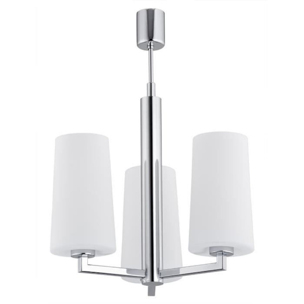 Argon CAMELOT nedhængt loftslampe med flere arme - Krom base - Mat opalglas - 3 lys