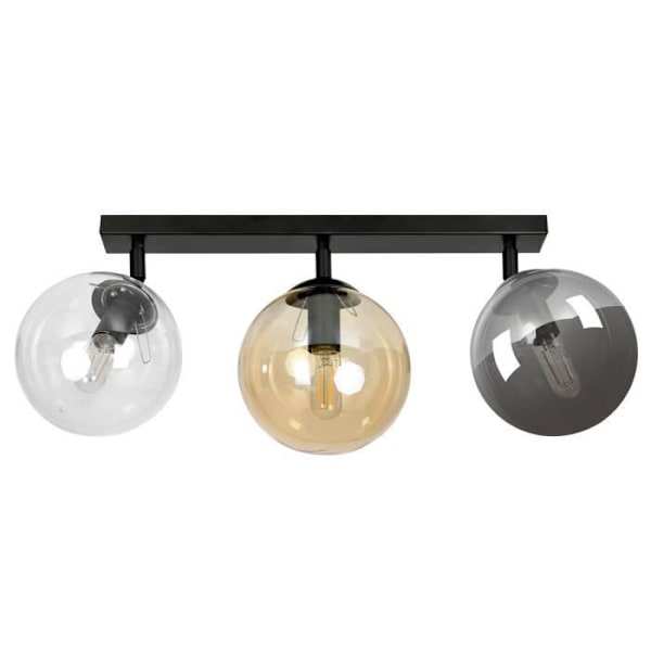 Emibig TOFI Tofi Globe takspotlight bar svart med klar, grafit och bärnstensfärgad glasskärm, 3x E14