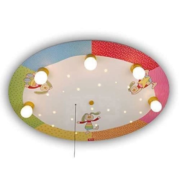 Niermann Standby 762A Taklampa Rainbow Rabbit kompatibel med Amazon Echo, Wood, E14, 40 W, Mehrfarbig, 71 x 53 x 7 cm