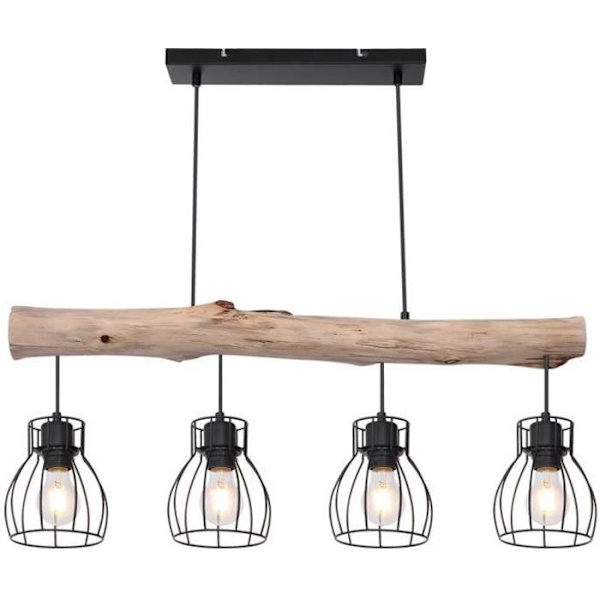Pendel, rutmönster, trä, H 140 cm, MINA