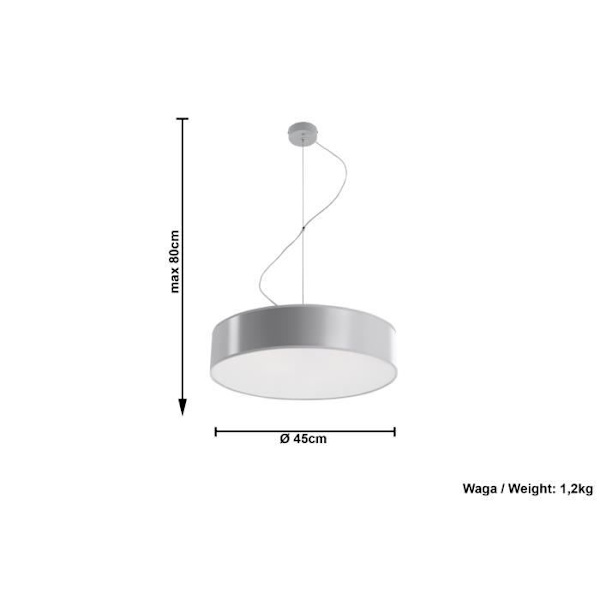 ARENA 45 E27 LED pendellampa Modern Loft BOHO Design - SOLLUX - Grå - 3 glödlampor - PVC