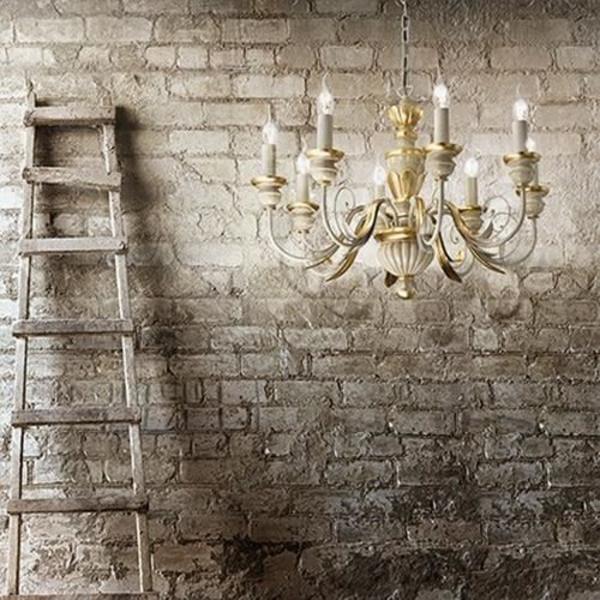 Ideal Lux Firenze SP8, Matsal, Vardagsrum, Guld, Vit, IP20, Yta, Vit, Glas, Metall
