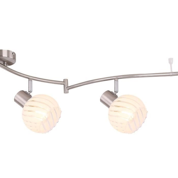 Spotlight matt nickel, vitt genomskinligt glas, LxBxH:1800x260x200, exkl. 6xE27 40W 230V