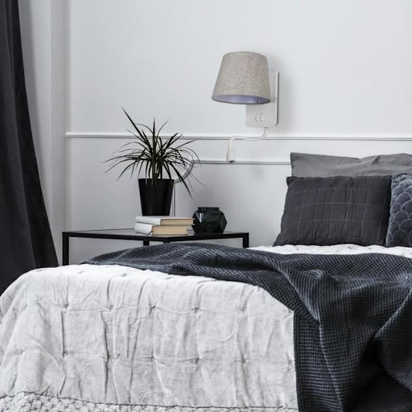 Væglampe NABIA1XE27 D200 BL-NAT 3-150-830USB