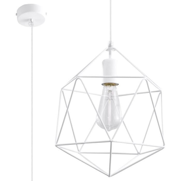 GASPARE Pendellampa - SOLLUX - Modern Loft Boho Design - Vit - E27 LED - 60W